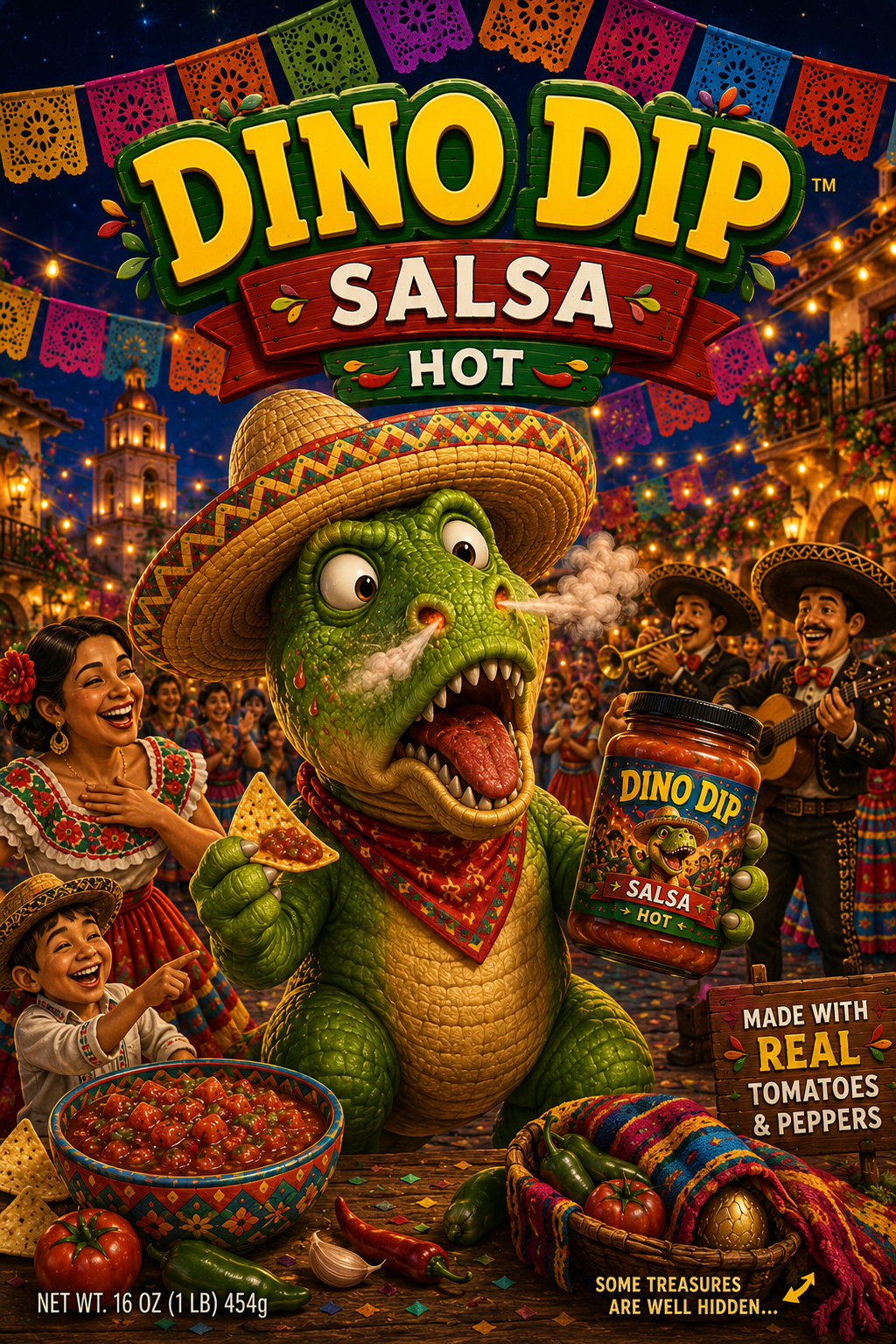🌋 Dino Dip Volcano Hot Salsa